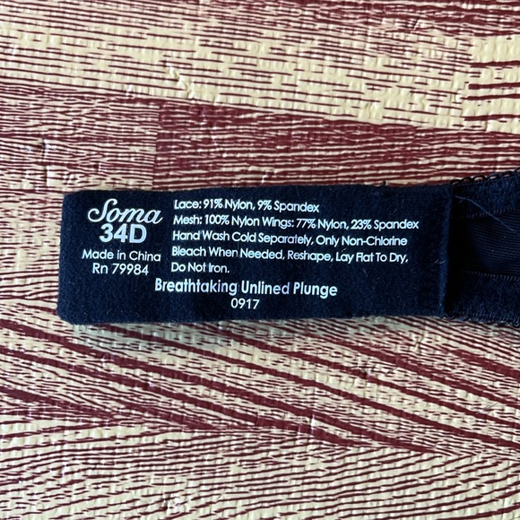 Soma Breathtaking Unlined Plunge Lace Underwire Bra SET - 34D NWOT - Picture 8 of 11